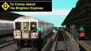 OpenBVE Throwback: Q Train To Coney Island Via Brighton Express (R40 Slant)(1990s-2000s)