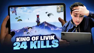 KING OF LIVIK 🔥 24 KILLS 🔥 IPAD PRO 90 FPS 4 FINGERS CLAW PUBG HANDCAM