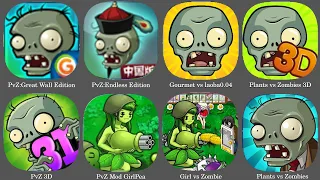 Plants vs Zombies 3D,PvZ: Endless Edition,PvZ:Great Wall Edition,Gourmet vs laoba0,PvZ Mod GirlPea