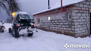 ВЫПОло много снега, чистим самодельным тракторам мини мтз.