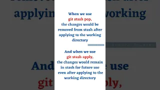 git stash apply vs git stash pop | Git Interview #shorts #git #github #devops #devopsrealtime