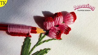 hand embroidery pearl and 9 layer thread combine cute flower allover design