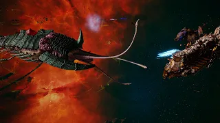 Imperator Somnium in action! Imperial Navy vs Tyranids - Massive Battle, Battlefleet Gothic Armada 2