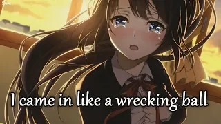 Nightcore - Wrecking Ball (Piano Version) - (Lyrics)