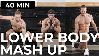 40 Min Home Leg Workout with Weights (Quads, Glutes, Calves & Hamstrings) MASH UP