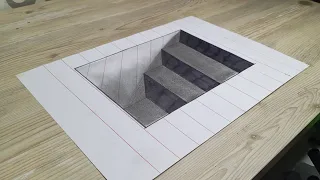 3d drawing stairs on paper for beginners