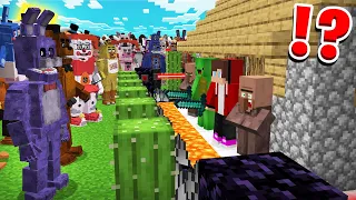 1000 FNAF Animatronics VS The Most Security Village - Minecraft Maizen Mizen Mazien Parody