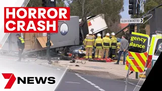 Nine people rushed to hospital after horrific South-Eastern Freeway smash | 7NEWS