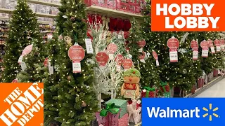 WALMART HOME DEPOT HOBBY LOBBY CHRISTMAS DECORATIONS TREES SHOP WITH ME SHOPPING STORE WALK THROUGH