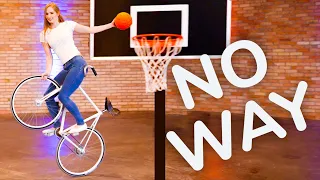 Basketball Trickshots from Wheelie 😳 Incredible Combination Bike and Basketball