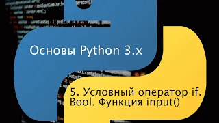 Основы Python 3.x. Урок 5. Условный оператор if. Тернарный оператор. Bool. Ввод данных с клавиатуры.