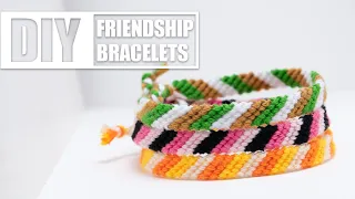 DIY Candy Stripe / Diagonal Striped Friendship Bracelets  | Easy Tutorial for Beginners