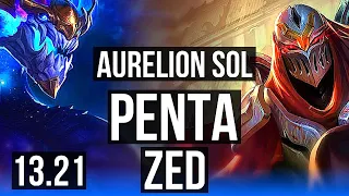 AURELION SOL vs ZED (MID) | Penta, Legendary, 600+ games, 15/3/7 | KR Master | 13.21