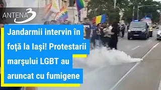 Jandarmii intervin în foţă la Iaşi! Protestarii marşului LGBT au aruncat cu fumigene