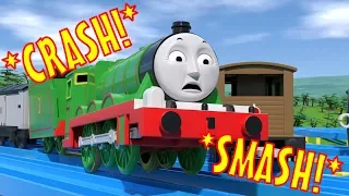 TOMICA Thomas and Friends Slow Motion Crashes: Henry SMASHES into a Goods Train!