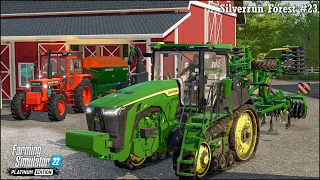 Forestry & Farming in Silverrun Forest Ep.23🔹Cultivating & Sowing Canola w/ a JOHN DEERE 8RT🔹FS 22