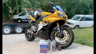 (2006-2016) Yamaha YZF - R6 Engine Ice coolant & First Oil Change: DIY Maintenance