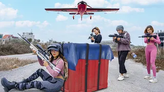 Funny Free Fire: Girls fighting & Rival Airdrop Pubg in real life - LD Rampage