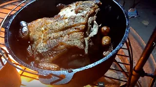 Dutch Oven Pork Roast (Boston Butt) at the Lake | Bakes Foods