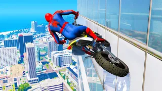 GTA 5 Spiderman Epic Jumps #41 - Spider-Man Stunts Fails Gameplay