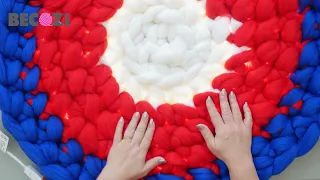 Hand Crochet a US Flag Color Rug with lights inside
