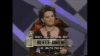 Juliette Binoche winning Best Supporting Actress for The English Patient