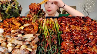 ASMR Spicy octopus Pork belly Green onion kimchi MUKBANG