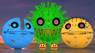 Two Robot Pacmans vs Omicron-Bot Monster vs Pacman & Ms Pacman