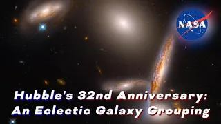 Hubble's 32nd Anniversary: An Eclectic Galaxy Grouping