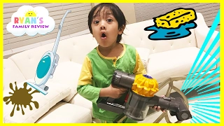 Kids Chores Cleaning Routine! Toys Clean Up Sweeping Washing Dishes Ryan's Family Review Vlog