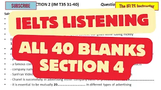 IELTS Listening test - All blanks of Section 4 to overcome singular plural error.