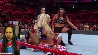 WWE Raw Shakeup 4/16/18Sasha vs Bayley interrupted by Riott Squad