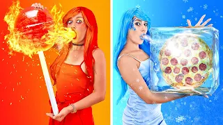 DESAFÍO DE COMIDA CALIENTE O FRÍA || ¡La chica helada vs la chica en llamas! Por 123 GO! CHALLENGE