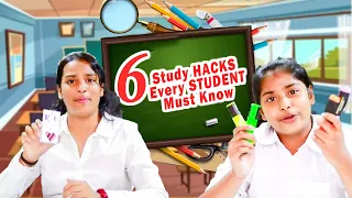 6 Study HACKS Every STUDENT Must Know l Types of Students in School | Ayu And Anu - Twin Sisters