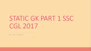 #SSC CGL 2017|| STATIC GK PART 1 # ONLINE EDUCATION