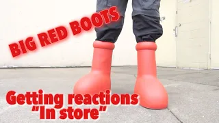 Getting Customers Reactions On The MSCHF Big Red Boots At TG Sneaks! (MSCHF Big Red Boot)