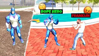 ROPE HERO FIGHT WITH FRANKLIN IN INDIAN BIKE DRIVING 3D | INDIAN BIKE DRIVING 3D | MAXER