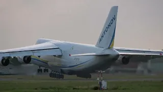 TAKE OFF ANTONOV 124  UR-82008 to Burgas from Ostend