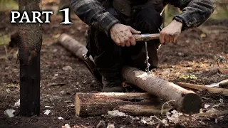 Building a Bushcraft Viking Turf House with Hand Tools - Timber Frame (PART 1)