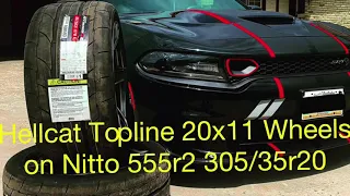 Hellcat Charger gets new Nitto 555R2 tires on Topline 20x11 matte vapor wheels