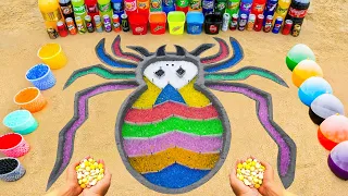 How to make Rainbow Spider with Orbeez Colorful, Giant Coca Cola, Schweppes, Pepsi, Fanta vs Mentos