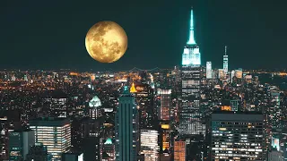 Beethoven Moonlight Sonata Supermoon over New York City For Study, Sleep, Work, Relax 10 hours HD