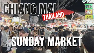 [4K 🇹🇭] Crowds and stalls at the FAMOUS NIGHT MARKET in Chiang Mai - THA PHAE SUNDAY WALKING STREET