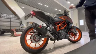 Ktm duke 125 Akrapovic soundcheck// with/without DB-killer and catalyst (straight mid can)