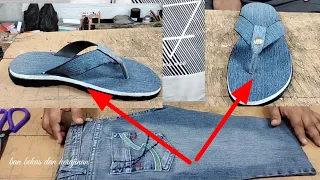 Making flip-flops from old jeans