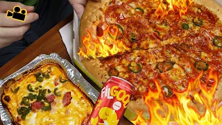 초매운 고스트페파로니 피자에 빨간맛 필굿세븐! FIRE Ghost pepperoni pizza SO HOT! ENG Cinema Mukbang DoNam 시네마먹방