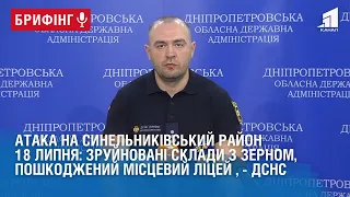 Атака на Синельниківський район: зруйновані склади з зерном, пошкоджений місцевий ліцей