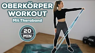 20 Min. OBERKÖRPER WORKOUT mit Theraband & ohne Springen | Rücken, Schulter, Brust & Arme trainieren