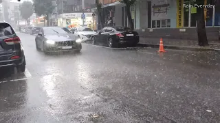 The Sexiest Rain Walk I Had Ever. Stress Free Relaxing ASMR. Sound for Sleep. Baby Soothing. Seoul.