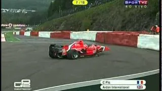 Charles Pic crash at GP2 Sprint Race Spa Francorchamps